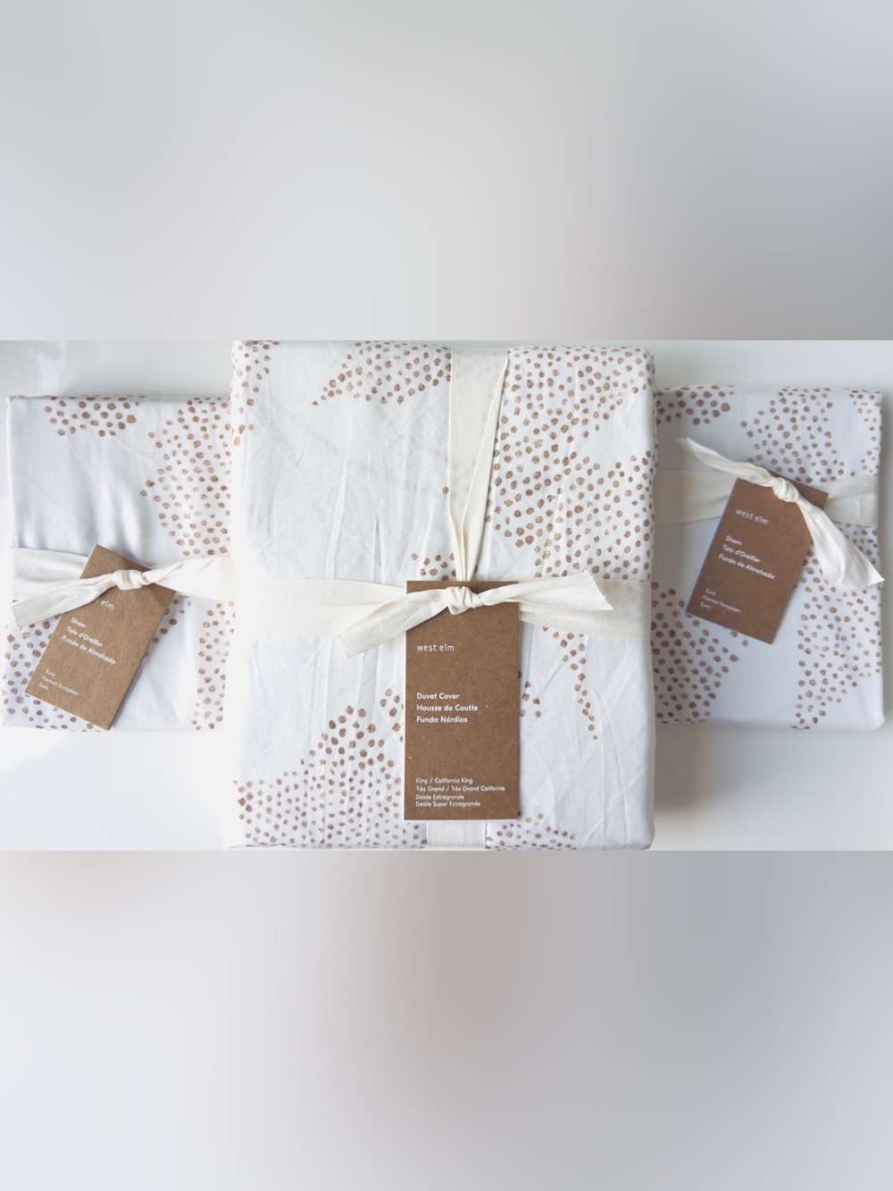 West Elm Silhouette Dotted Floral K/CK Duvet Cover & Euro Shams, NWT Retail $247